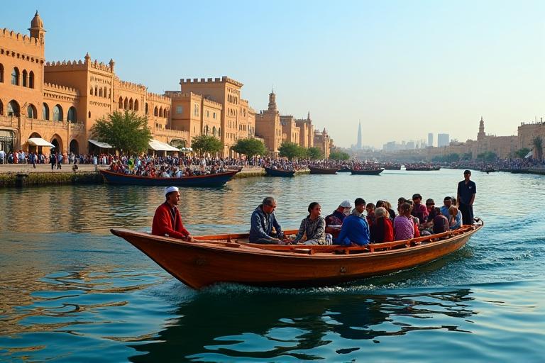Traditional Abra boat crossing the Dubai Creek
